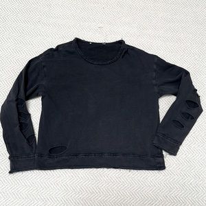 FRANKLIN + DAYSI Distressed Crewneck Black Sweatshirt